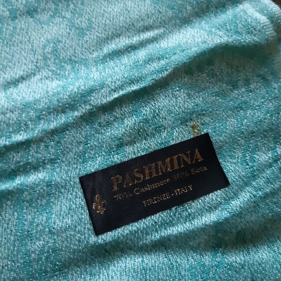 teal/ turquoise pashmina cashmere scarf - Picture 2 of 3